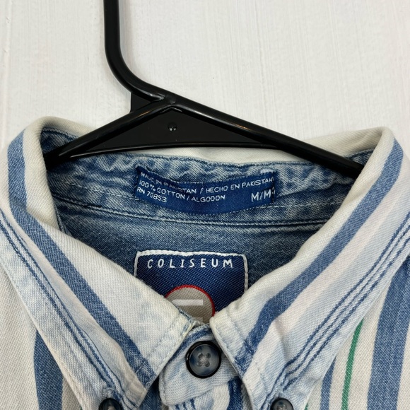 Vintage Short Sleeved Striped Button Down Sz M - Picture 4 of 10